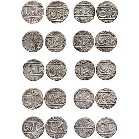 Indore, Silver Rupee (10 coins), Malhar Rao II, Malharnagar Mint, in the name of Shah Alam