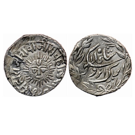 Indore, Silver Rupee, 11.15gm, Shivaji Rao, Indore Mint, in the name of Shah Alam II, VS 1
