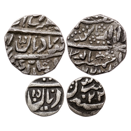 Jaisalmir, Silver Rupee & 1/8 Rupee (2 Coins), 10.56 & 1.20gm, Ranjit Singh, Akhey Shahi, 