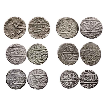 Jodhpur, Silver Rupee (6 coins), in the name of Shah Alam II, Queen Victoria and George VI