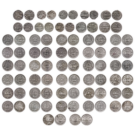 Kutch, a set of different kings and dates, Silver Kori (42 coins), Bhorajji, Desalji I, Go