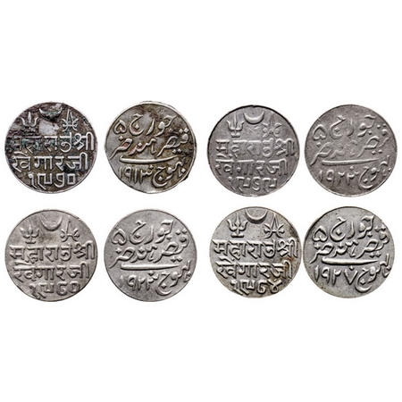Kutch, Silver Kori (4 coins), Khengarji III, in the name of George V, VS 1970/1913, 1979/1