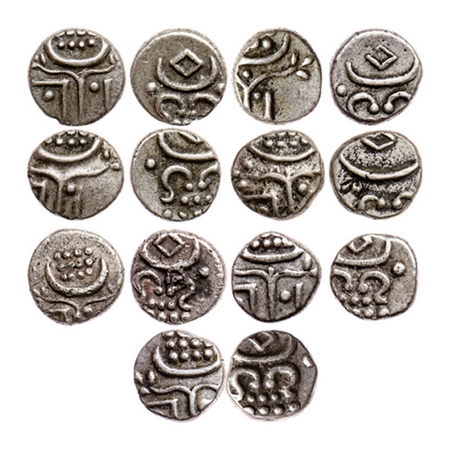 Travancore, Silver Velli Chuckram, 0.37gm, (7 Coins), Marthanda Varma ( 904-933 ME / 1729-