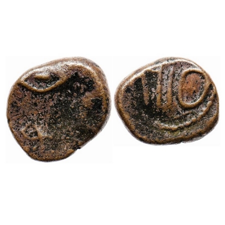Bombay Presidency, Copper ½ Pice, 1.58gm, 1710 AD, Error, Obv: Bale mark struck double, Re
