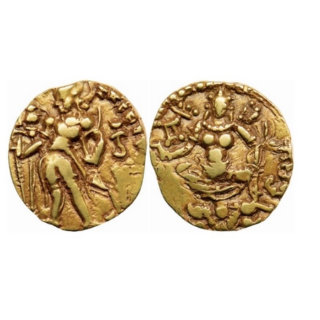 Guptas, Kumaragupta I (c. 414-455 AD), Gold Dinar, 7.73gm, Archer type, Obv: King nimbate,