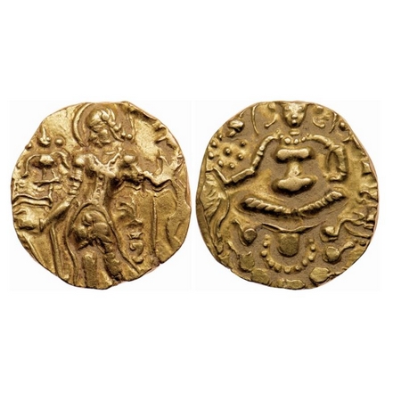Guptas, Skandagupta (455-480 AD), Gold Heavy Dinar, 9.13gm, Archer and Sankhanidhi type, O