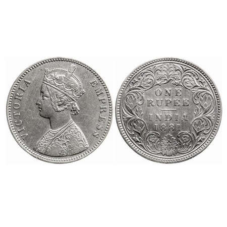 Victoria Empress, Silver Rupee, 1881, Calcutta Mint, A1/I, 'C' incused, Edge nicks on Obv 