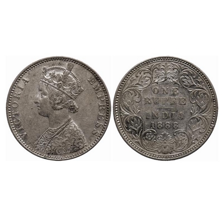 Victoria Empress, Silver Rupee, 1888, Bombay Mint, C2/I, 'B' raised, Nick on the Rev rim e