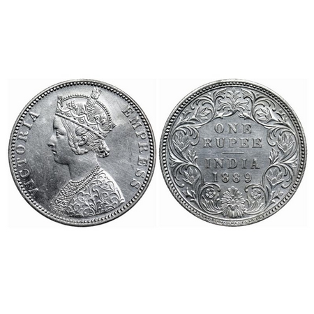 Victoria Empress, Silver Rupee, 1889, Bombay Mint, C2/I, 'B' incused. GK 564. Brilliant Un