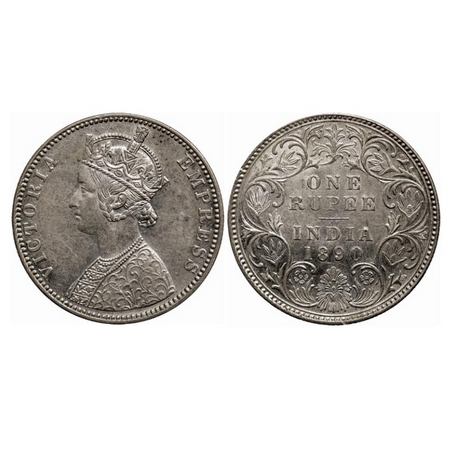 Victoria Empress, Silver Rupee, 1890, Bombay Mint, C2/I, 'B' incused. GK 566. Extremely Fi