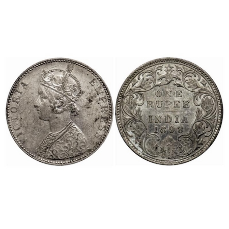 Victoria Empress, Silver Rupee, 1898, Bombay Mint, C2/I(ii), 'B' incused. GK 585. Very Fin