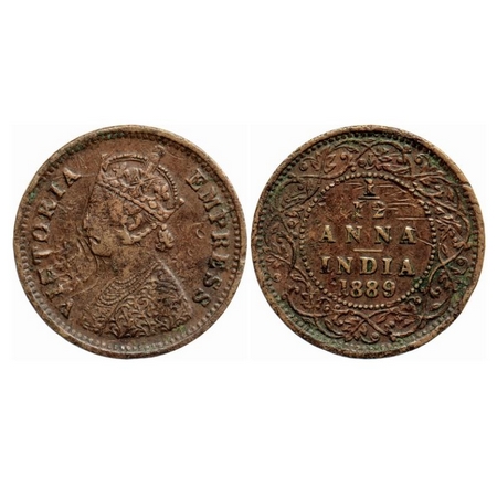 Victoria Empress, Copper 1/12 Anna, 1889, Bombay Mint, Obverse 'A', No mint mark, Planchet