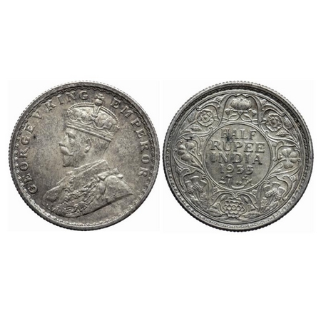 George V, Silver, Half Rupee, 1933, Calcutta Mint, No dot. GK 1073. Uncirculated, Toned. V