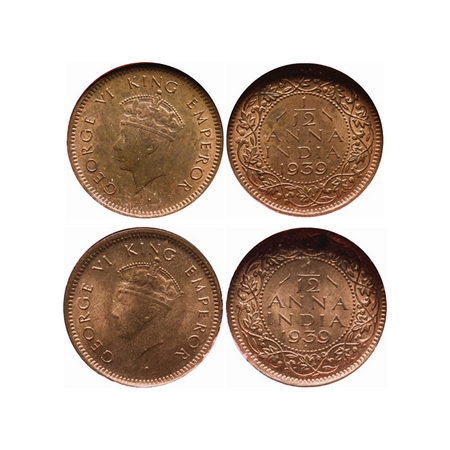 George VI, Bronze, 1/12 Anna (2 Slabs), 1939, Bombay Mint, Head Type I, Dot. 1939, Calcutt