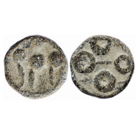 Ikshavakus of Deccan, Lead Unit, 2.01gm, Obv: crude figure of elephant walking to right, R