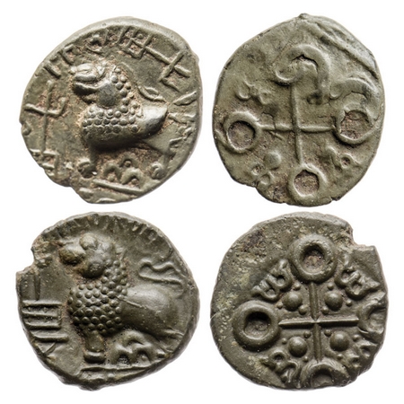 Satavahanas, Siri Satakarni, Junnar Region, Potin Unit (2 coins), 4.75gm & 4.16gm, Junnar 