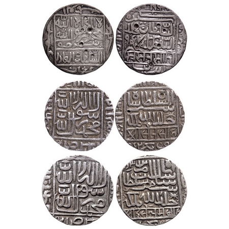Delhi Sultanate, Silver Rupee (3 coins), 1) 11.33gm Sher Shah Suri, Pandua Mint, AH 947, 2