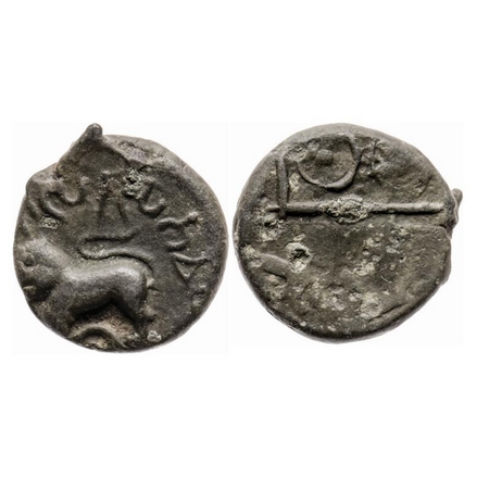 Satavahanas, Siri Satakarni, Junnar Area, Potin Unit, 2.64gm, Obv: Lioness facing to left 