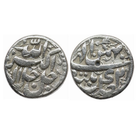 Akbar, Silver Rupee, 11.06gm, Patna Mint, Ilahi type, Month Bahman, RY 42. KM 93.14. Very 