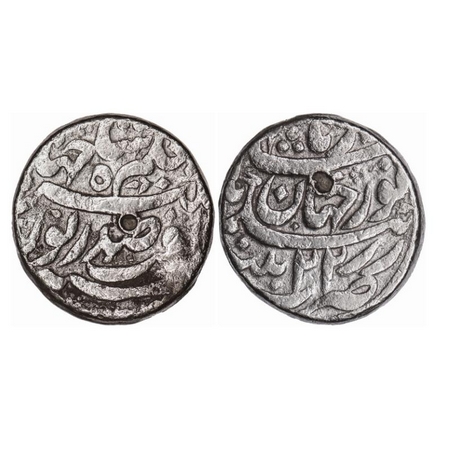 Jahangir with Noor Jahan Begum, Silver Rupee, 11.10gm, Patna Mint, AH 103(7)/ 22 RY, Obv: 
