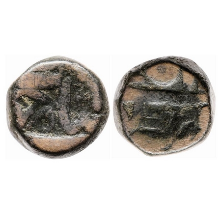 Shah Jahan I, Copper Half Dam, 10.10gm, Dariakot Mint, KM Unlisted. Fine, Scarce.