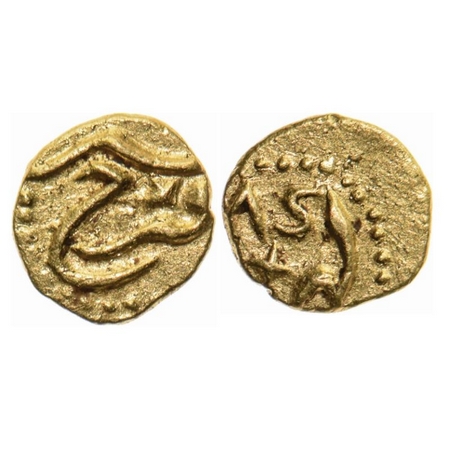 Farrukhsiyar, Gold Half Fanam, 0.13gm, Kharpa Mint, RY 8. KM Unlisted. Extremely Fine, Rar