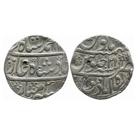 Muhammad Shah, Silver Rupee, 11.11gm, Shahabad Qanauj Mint, AH 11(51)/RY 21. Test mark, Ve