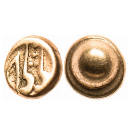 Alamgir II, Gold Fanam, 0.33gm, uniface type, reverse boat shaped. KM B405.1. Extremely Fi