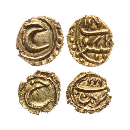 Mysore, Gold Fanams (2 Coins), 0.38gm, Tipu Sultan, Kalikut AH 1200 & Patan AH 1222 Mint, 