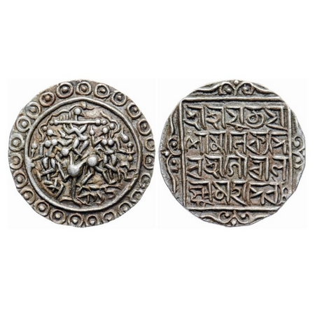 Tripura, Silver Rupee, 10.62gm, Yaso Manikya (1600-1618 AD 2nd Reign), Obv: Krishna standi