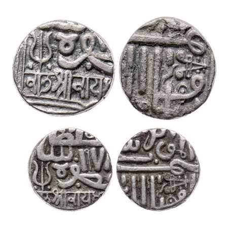 Kutch, Silver Kori & ½ Kori (2 Coins), Raydhanji I, INO Muzaffar Shah AH 978. Rajgor 68.1.
