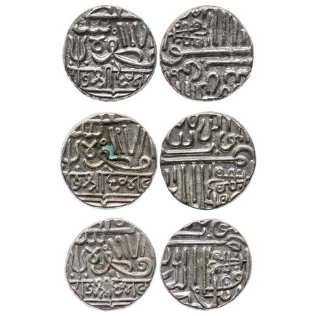 Kutch, Silver Kori (3 Coins), Deshalji, INO Muzaffar Shah III AH 978. 3 Different varietie