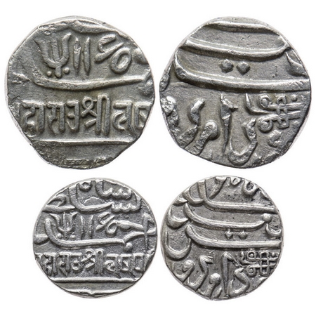 Kutch, Silver Kori & ½ Kori (2 Coins), Lakhpatji, INO Ahmad Shah AH 1165. Rajgor 104.1, 10