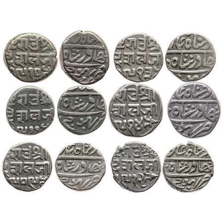 Kutch, Silver Kori (6 Coins), Deshalji II, VS 1909, 1910, 1911, 1912, 1913, 1914, INO Baha