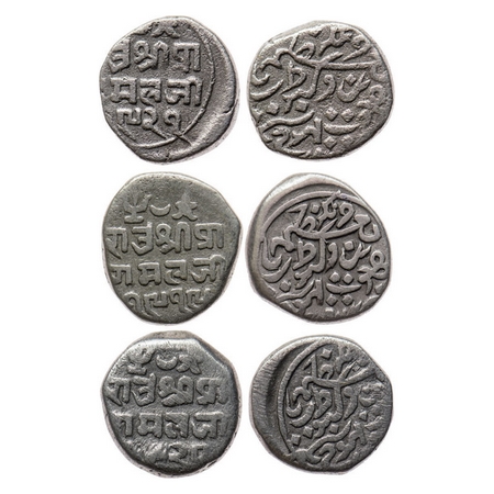 Kutch, Silver ½ Kori (3 Coins), Pragmalji II, INO Queen Victoria VS 1919/1862, 1920/1862, 