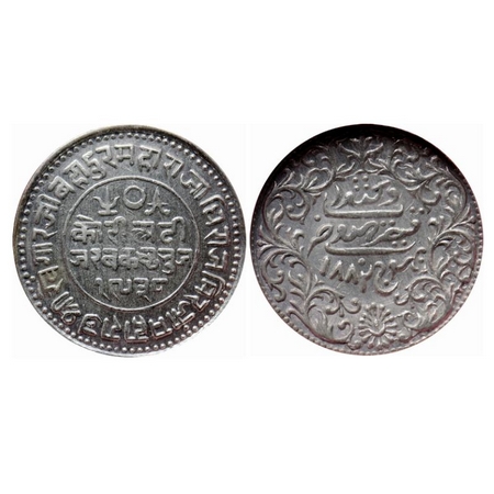Kutch, Silver 2 ½ Kori, Khengarji III, VS 1938/1882 AD, INO Victoria Empress. Rajgor 203.2