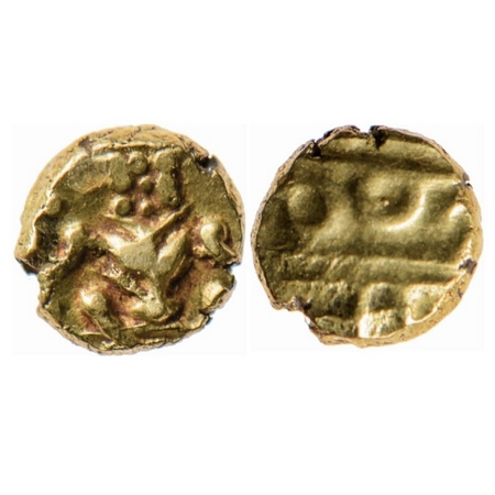 Mysore, Gold Fanam, 0.38gm, Kanthirava Narasaraja Wodeyar (c. 1638-1662 AD), Obv: Narsimha