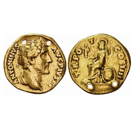Roman, Antoninus Pius (c. 138-161 AD), Gold Aureus, 6.97gm, Obv: Head laureate of the rule