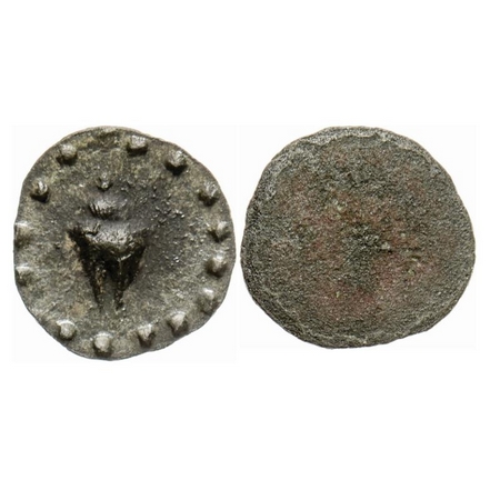 Kadambas of Banvasi, Potin Unit, 0.14gm, Obv: Conch within dotted border, Uniface. Fine, S