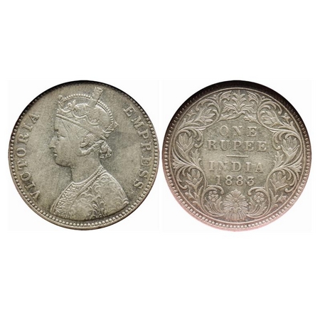 Victoria Empress, Silver, Rupee, 1883, Bombay Mint, A1(i)/I, 'B' raised, MULE. NGS Slabbed