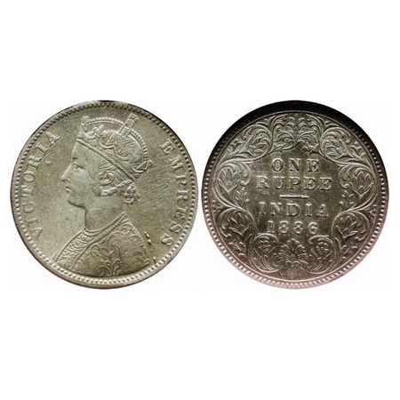 Victoria Empress, Silver, Rupee, 1886, Calcutta Mint, C2(i)/I(i), 'C' incused, MULE, Ghost