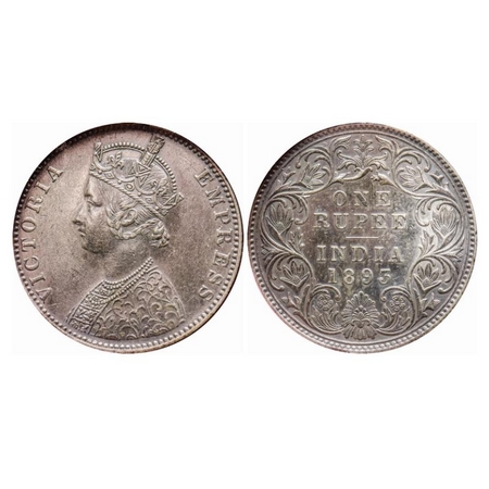 Victoria Empress, Silver, Rupee, 1893, Bombay Mint, C2/I(ii), 'B' incused, Normal numeral 