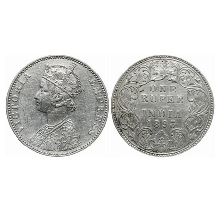 Victoria Empress, Silver, Rupee, 1893, Bombay Mint, C2/I(ii), 'B' incused, large numeral '