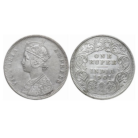 Victoria Empress, Silver, Rupee, 1901, Calcutta Mint, A4/I(i), 'C' incused, The Queens jab