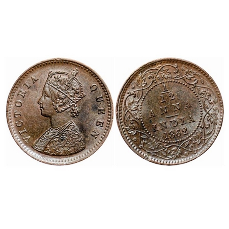 Victoria Queen, Copper, 1/12 Anna,1862, Calcutta Mint, A/I. GK 403. Uncirculated Details.