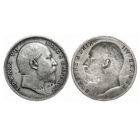 Edward VII, Silver, Rupee, 11.52 gm, Lakhi/Brockage. Very Fine. Rare.