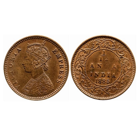 Victoria Empress, Copper, 1/12 Anna, 1885, Calcutta Mint, Obv B, No mint mark, Alphabate '