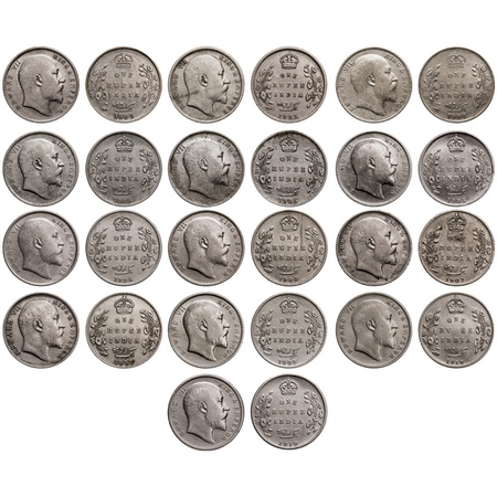 Edward VII, Silver, Rupee (13 Coins), 1903, Calcutta Mint, No mint mark, 1903, Bombay Mint