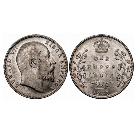 Edward VII, Silver, Rupee, 1903, Bombay Mint, 'B' incused, Dot, Few scratches on Rev, With