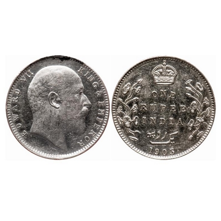 Edward VII, Silver, Rupee, 1905, Bombay Mint, 'B' incused and dot, Top stroke of numeral 5